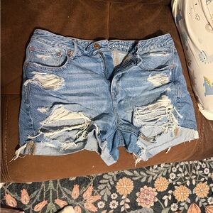 American Eagle Outfitters Women's Ripped Light Blue Jean Shorts